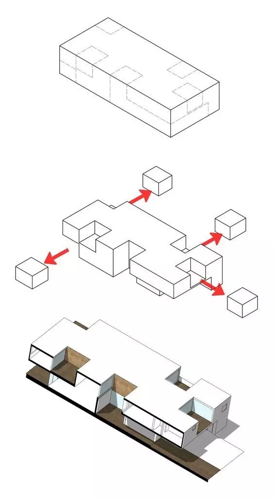 建筑体块推敲过程分析图